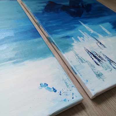 Acryl Blau Rotstielzchen