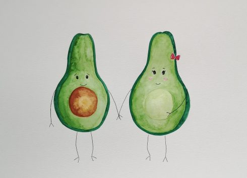 Avocado Paar Aquarell